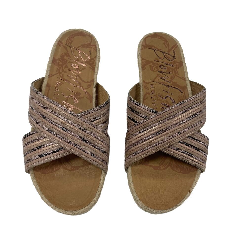 Blowfish Malibu Snakeskin Strappy Espadrille Slip On Sandal Womens 6.5